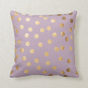 Lila Paarse en goudglitter Polka Dot Pillow Kussen