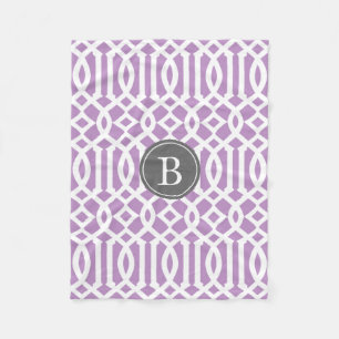 Lila Paarse en grijze trellis patroon monogram Fleece Deken