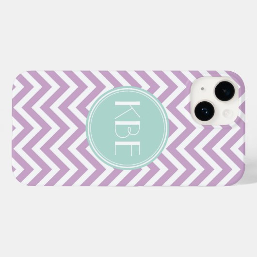 Lila Paarse en Mint Chevron Monogram Case-Mate iPhone Case (Achterkant (horizontaal))