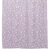 Lila Paarse en witte Abstracte Stippen Douchegordijn (Voorkant)