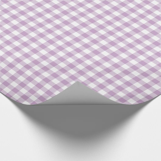 Lila Paarse en witte pastel gingham Cadeaupapier (Hoek)