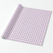 Lila Paarse en witte pastel gingham Cadeaupapier (Uitgerold)