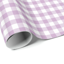 Lila Paarse en witte pastel gingham Cadeaupapier
