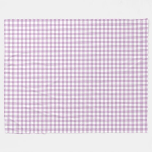 Lila Paarse en Witte Pastel Gingham Cheques Fleece Deken (Voorkant (Horizontaal))