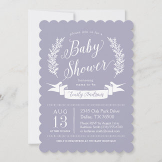 Lila Paarse Fantasievolle Cottage Tuin Baby Shower Kaart