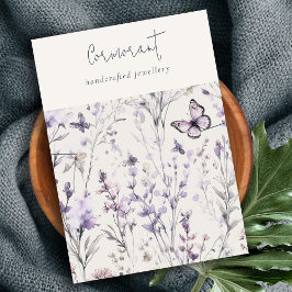 Lila Paarse Floral Script Ketting Band Holder Visitekaartje