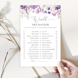 Lila paarse floral Zou ze liever een bruid spel he