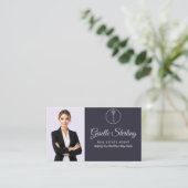 Lila Paarse foto makelaar QR-code Visitekaartje (Staand voorkant)