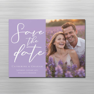 Lila Paarse foto Sla de datum magneet Kaart op