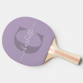 Lila Paarse Gepersonaliseerde Script Monogram Naam Tafeltennisbatje (Zijkant)