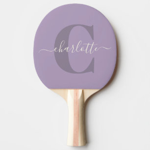 Lila Paarse Gepersonaliseerde Script Monogram Naam Tafeltennisbatje
