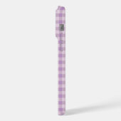 Lila Paarse Gingham Monogram Leraar Custom Moeder iPhone Hoesje (Linkerkant)