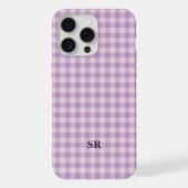 Lila Paarse Gingham Monogram Leraar Custom Moeder iPhone Hoesje (Achterkant)