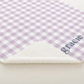 Lila Paarse Gingham Monogram Sherpa Deken (3/4)