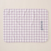 Lila Paarse Gingham Monogram Sherpa Deken (Voorkant (horizontaal))