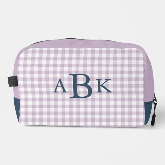 Lila Paarse Gingham Monogram Toilettasje (Voorkant)