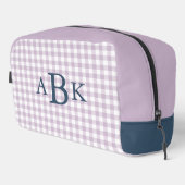 Lila Paarse Gingham Monogram Toilettasje (Rechterhoek)