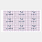 Lila Paarse Gingham Strik Monogram Labels (Vel)