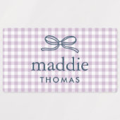 Lila Paarse Gingham Strik Monogram Labels (Design 2)