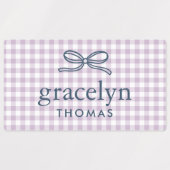 Lila Paarse Gingham Strik Monogram Labels (Design 1)