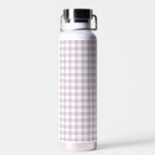 Lila Paarse Gingham Strik Monogram Waterfles (Achterkant)