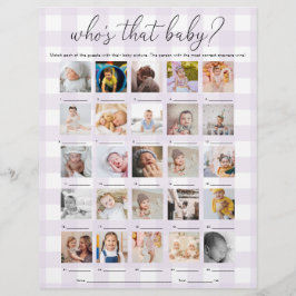 Lila Paarse Gingham Wie Is Die Baby 25 Foto Game Flyer