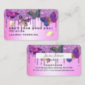 Lila Paarse Glitter Butterfly Faux-creditcard Visitekaartje (Voorkant / Achterkant)