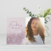 Lila paarse glitter elegant foto verjaardagsbrunch (Staand voorkant)