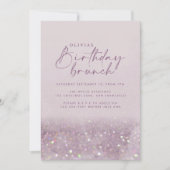 Lila paarse glitter elegant verjaardag brunch chic kaart (Voorkant)