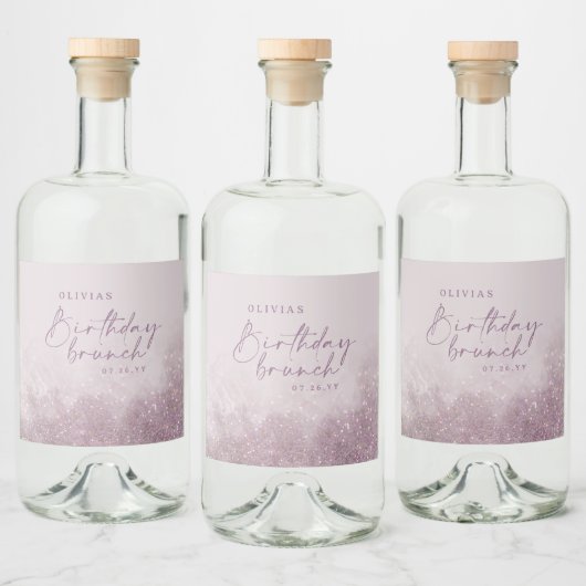 Lila paarse glitter elegant verjaardag brunch chic likeurfles etiket (Flessen)
