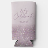 Lila paarse glitter elegant verjaardag brunch chic seltzer blikjeskoeler (Voorkant)