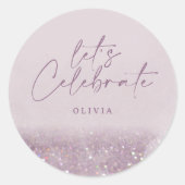 Lila paarse glitter elegant verjaardag mooi ronde sticker (Voorkant)