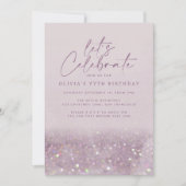 Lila paarse glitter elegant verjaardag uniek kaart (Voorkant)