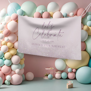 Lila paarse glitter elegant verjaardag uniek spandoek