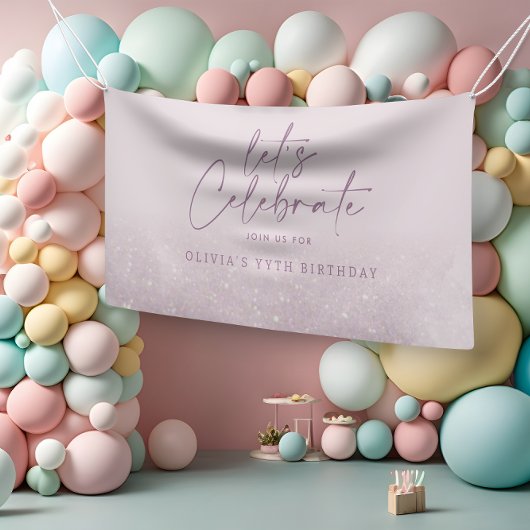 Lila paarse glitter elegant verjaardag uniek spandoek