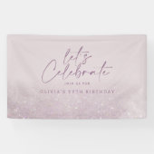 Lila paarse glitter elegant verjaardag uniek spandoek (Horizontaal)
