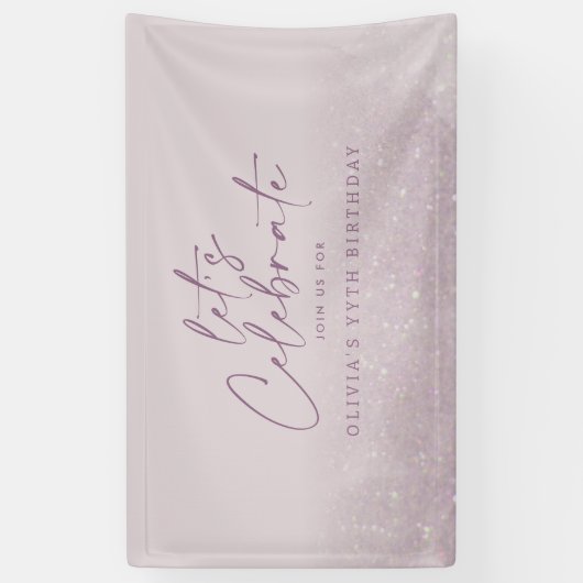 Lila paarse glitter elegant verjaardag uniek spandoek (Verticaal)