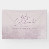 Lila paarse glitter elegant verjaardag uniek spandoek (Horizontaal)