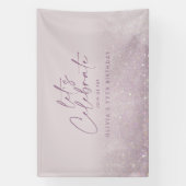Lila paarse glitter elegant verjaardag uniek spandoek (Verticaal)