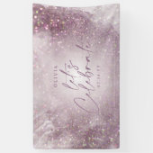 Lila paarse glitter elegant verjaardag unieke bann spandoek (Verticaal)