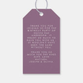 Lila paarse glitter elegant verjaardagsfeest decor cadeaulabel (Achterkant)