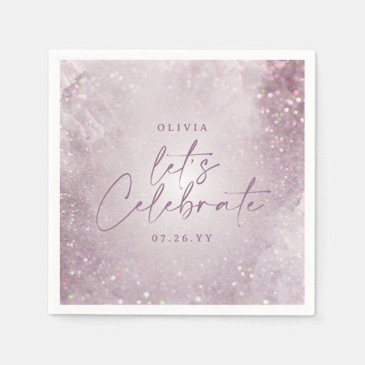 Lila paarse glitter elegant verjaardagsfeest decor servet (Voorkant)