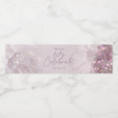 Lila paarse glitter elegant verjaardagsfeestje waterfles etiket (Enkel label)