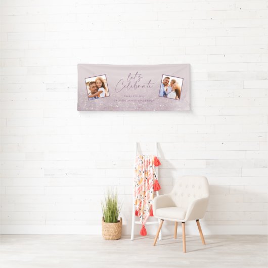 Lila paarse glitter elegant verjaardagsfoto Banner (Insitu)