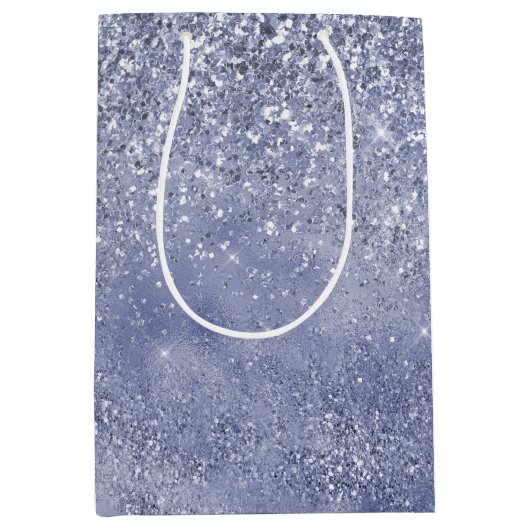 Lila Paarse glitter Glitz glans Medium Cadeauzakje (Voorkant)