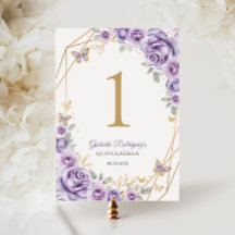 Lila Paarse Gouden Bloemen Quinceanera