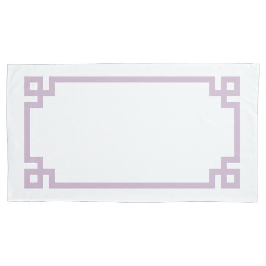 Lila Paarse Grieks sleutel grens King Size Kussensloop (Voorkant-Links)