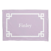 Lila Paarse Griekse sleutel monogram standaard Kussensloop (Voorkant)