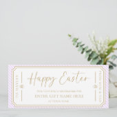 Lila Paarse Happy Easter Gift Voucher Kaart (Staand voorkant)