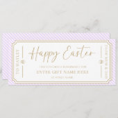 Lila Paarse Happy Easter Gift Voucher Kaart (Voorkant / Achterkant)